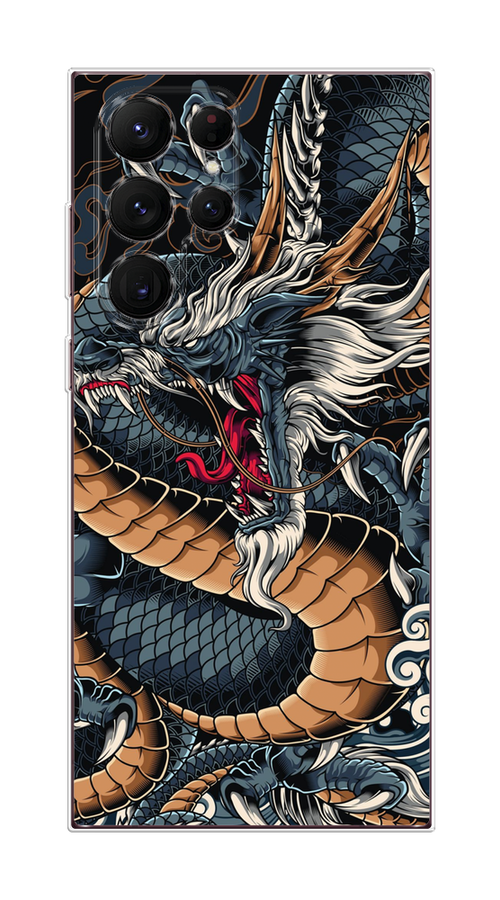 

Чехол на Samsung Galaxy S22 Ultra "Japanese Dragon", Коричневый;черный;синий, 2104050-1