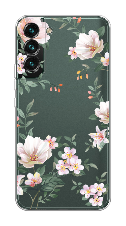 

Чехол на Samsung Galaxy S22 "Beautiful white flowers", Бежевый;зеленый, 2103850-1