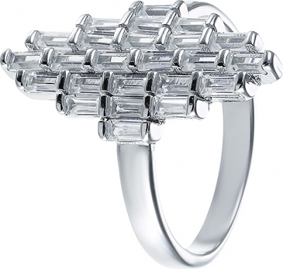 

Кольцо из серебра р.  JV CAR2628_KO_001_WG, фианит, CAR2628_KO_001_WG