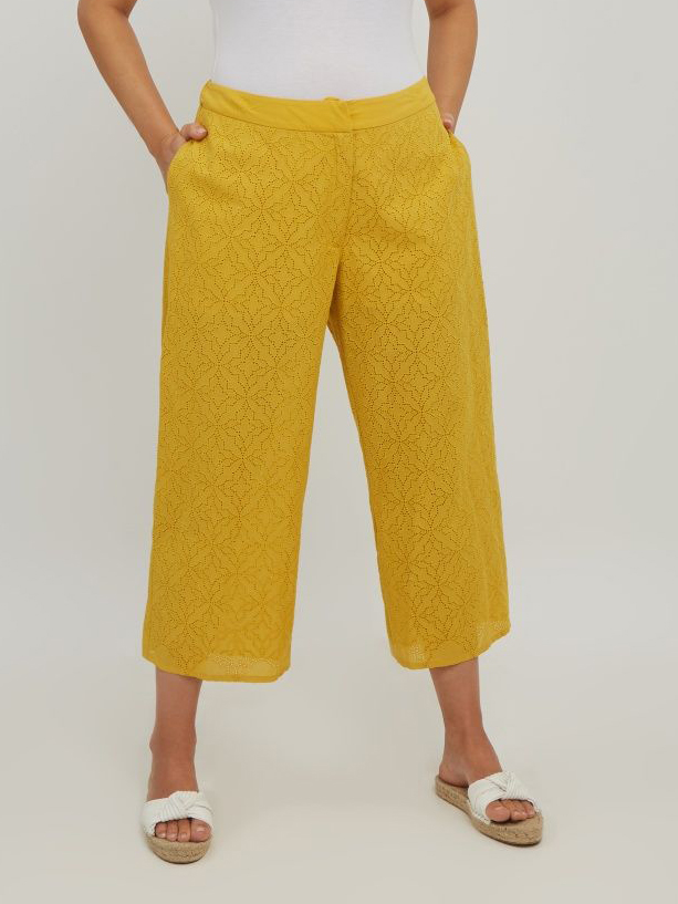 Брюки женские Plus size_2067 желтые M MAT fashion. Цвет: желтый