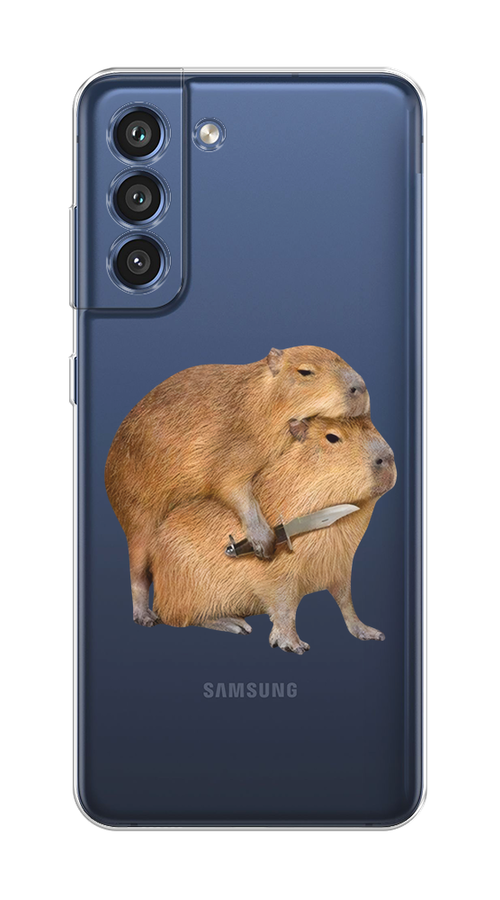 

Чехол на Samsung Galaxy S21 FE 5G "Капибара с ножом", Бежевый, 2103050-1