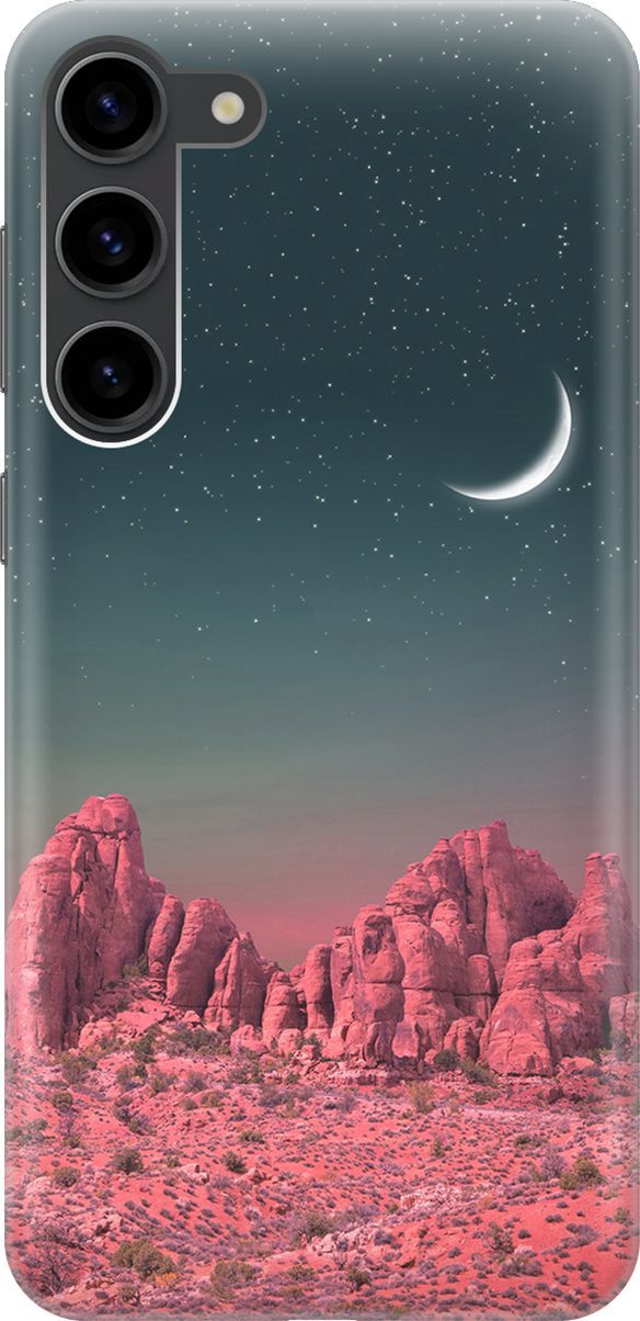 

Чехол на Samsung Galaxy S23+ с принтом "Месяц над розовыми горами", Розовый;черный, 158380