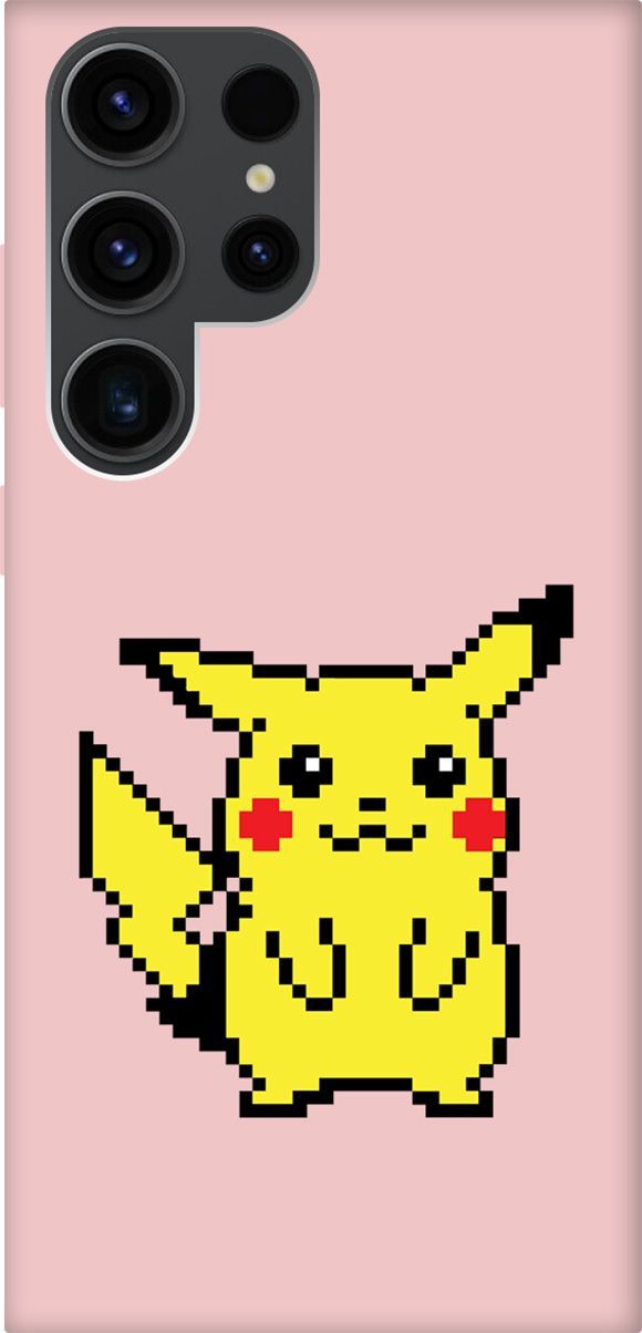 

Чехол на Samsung Galaxy S23 Ultra с принтом "Pixel Pikachu" розовый, Розовый;желтый, 158369