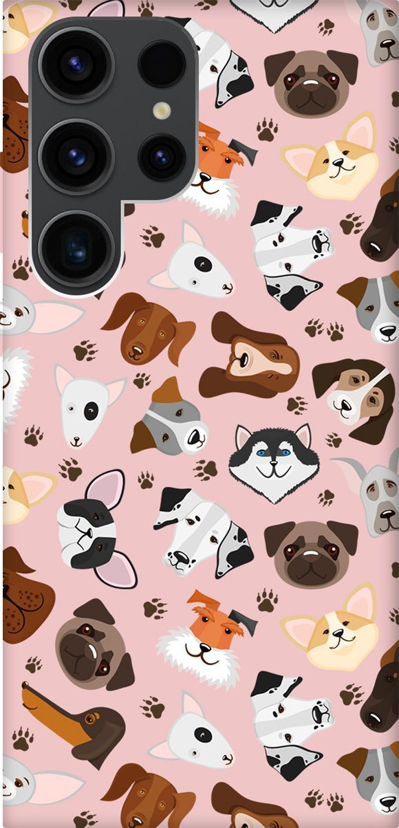 

Чехол на Samsung Galaxy S23 Ultra с принтом "Dogs Pattern" розовый, Розовый;коричневый, 158368