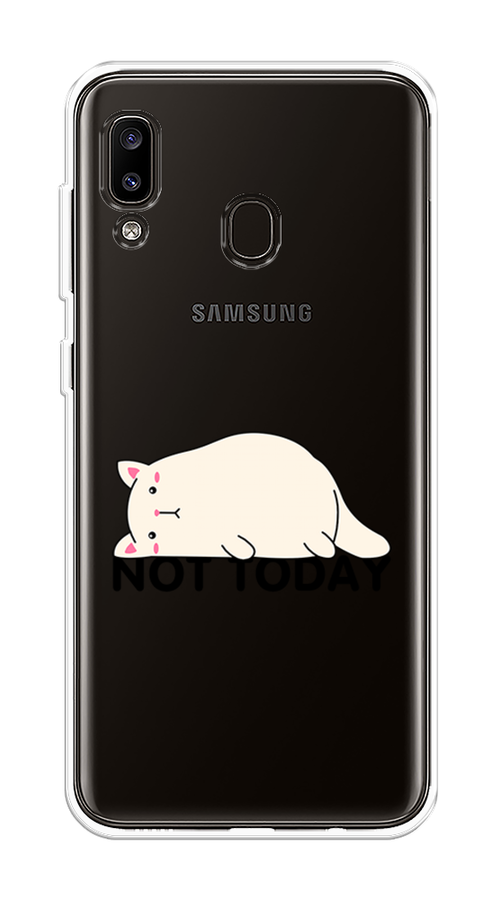 

Чехол на Samsung Galaxy A20 "Cat not today", Белый;розовый;черный, 27650-1