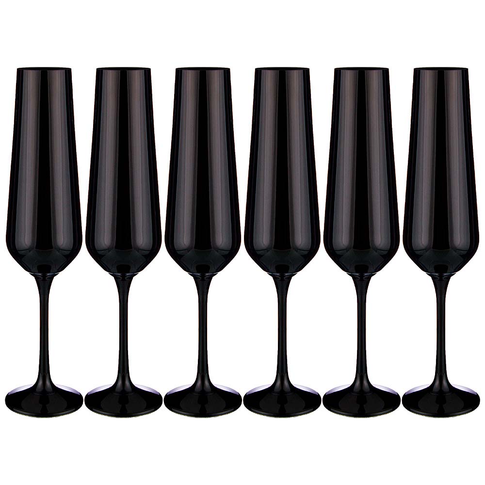 фото Набор бокалов для шампанского sandra sprayed black из 6 шт. bohemia crystal