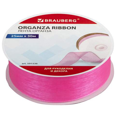 

Лента органза BRAUBERG ширина 25 мм, длина 30 м, розовая, арт. 591536 - 3шт., Розовый