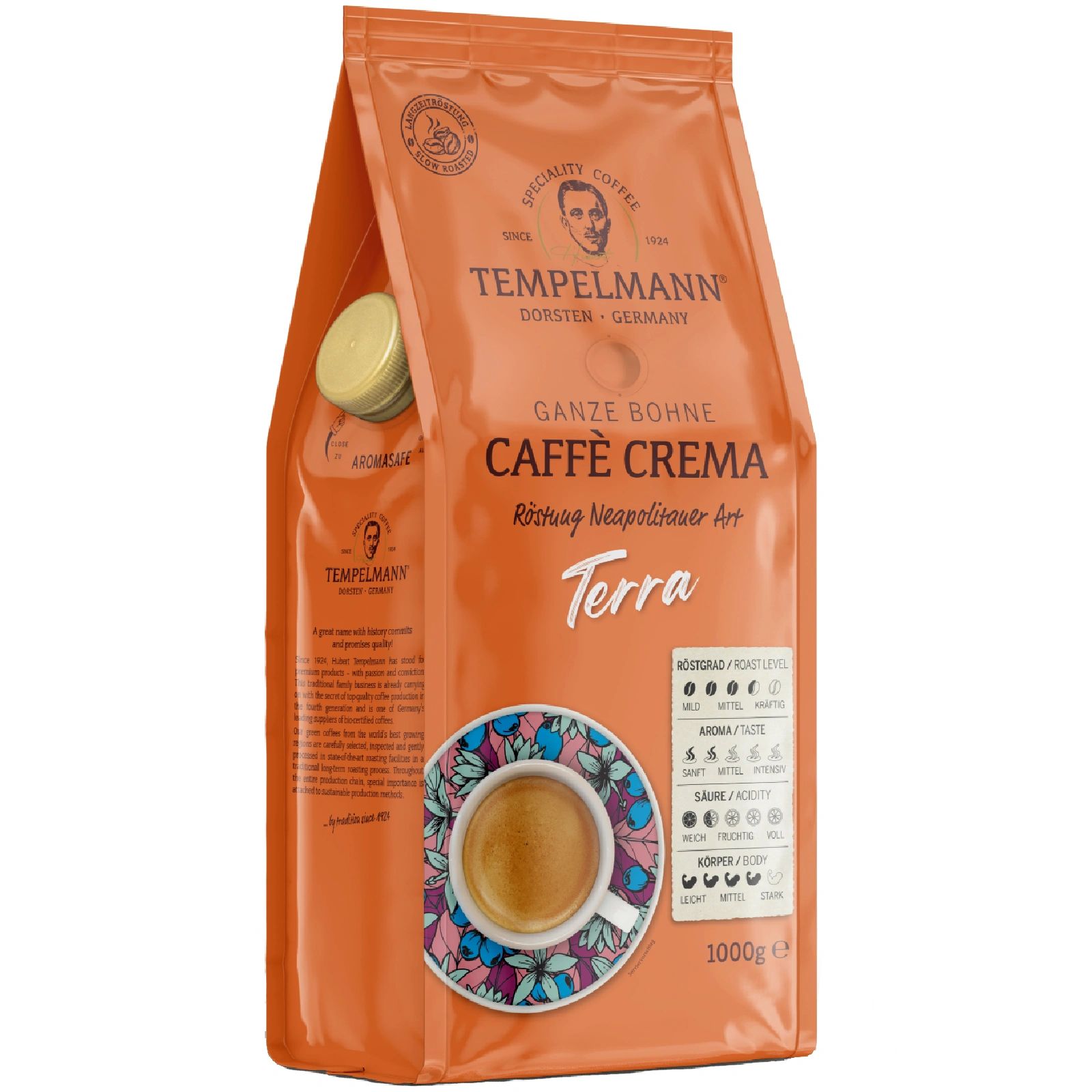 Кофе Tempelmann Terra Caffe Crema арабика и робуста молотый 1 кг