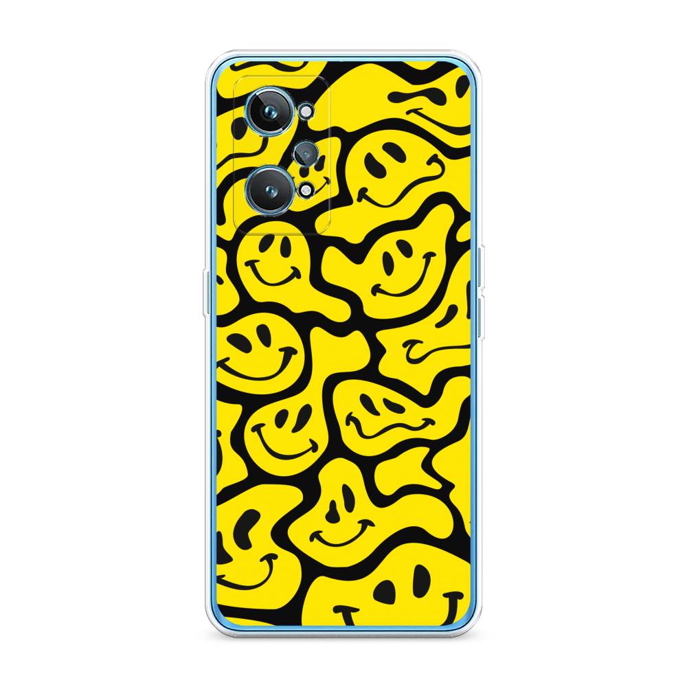 

Чехол на Realme GT 2 "Расплывчатые смайлики желтые", Черный;желтый, 258550-6