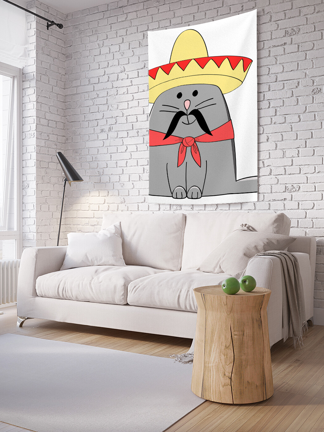 

Вертикальное фотопанно JoyArty Кот в сомбреро, из ткани, 100х150 см