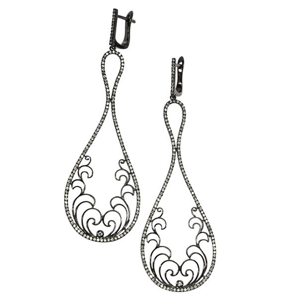 

Серьги из серебра с фианитом JV TE5248_001_BLK, TE5248_001_BLK