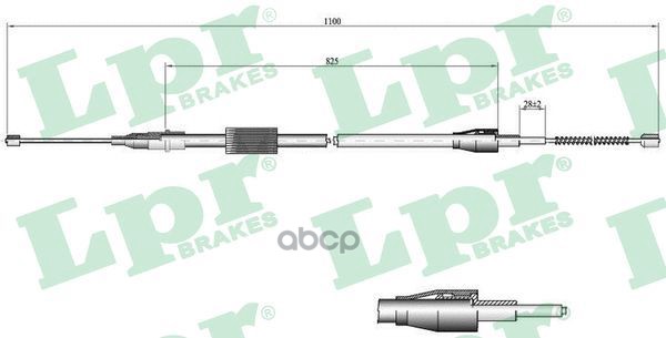 фото Трос ручного тормоза audi a2 00-05 1075мм (бараб.торм.) lpr арт. c0035b