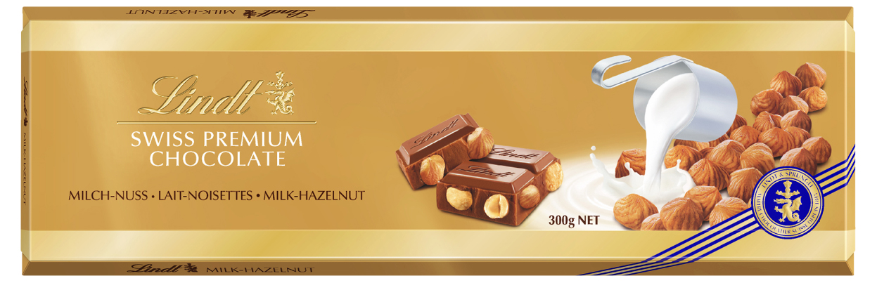 Плитка Lindt Gold молочная с цельным фундуком 300 г