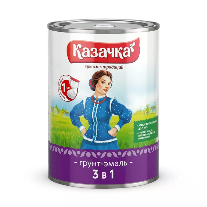 

Грунт-эмаль Казачка, по ржавчине, зеленая, 0.9 кг, Зеленый