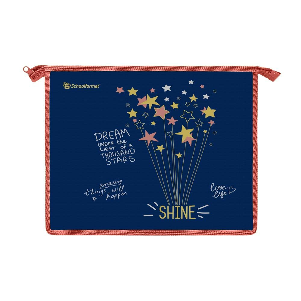 

Папка для тетрадей SchoolФормат А5 23,5х19см на молнии Shine Bright 5см 1 отделение, Разноцветный, 1826247