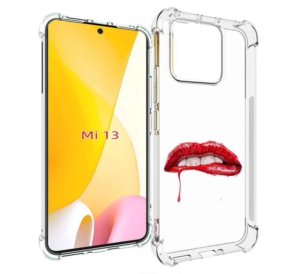 

Чехол MyPads яркие красные губы для Xiaomi 13, Прозрачный, Tocco
