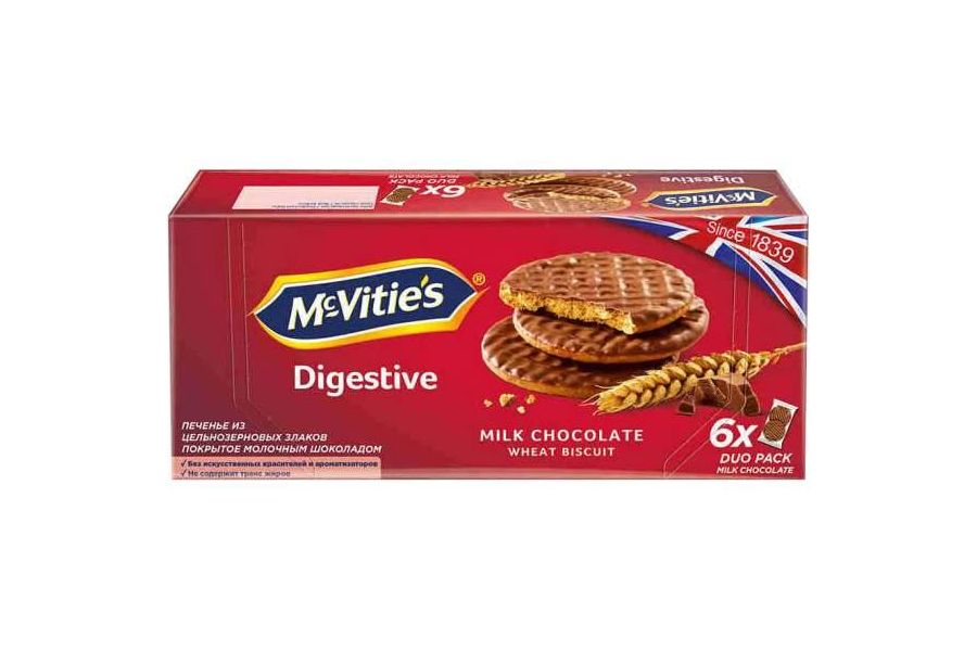 Печенье Ulker McVities цельнозерновое в молочном шоколаде 98 г