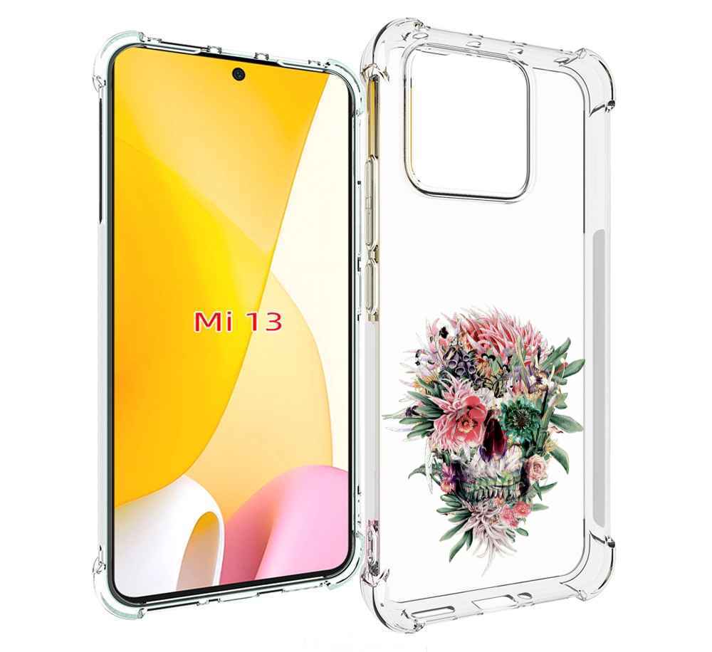 

Чехол MyPads череп из цветов для Xiaomi 13, Прозрачный, Tocco
