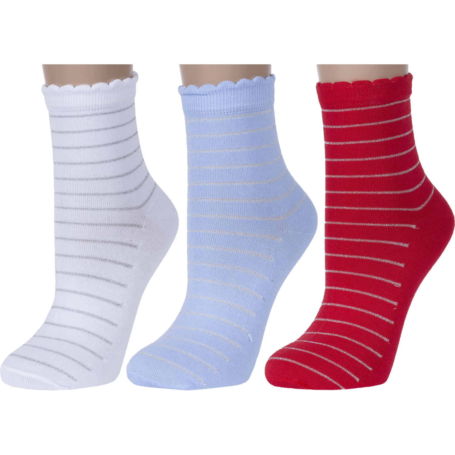 фото Комплект носков женских красная ветка 3-с-14лж белых; голубых; красных; серебристых 23-25