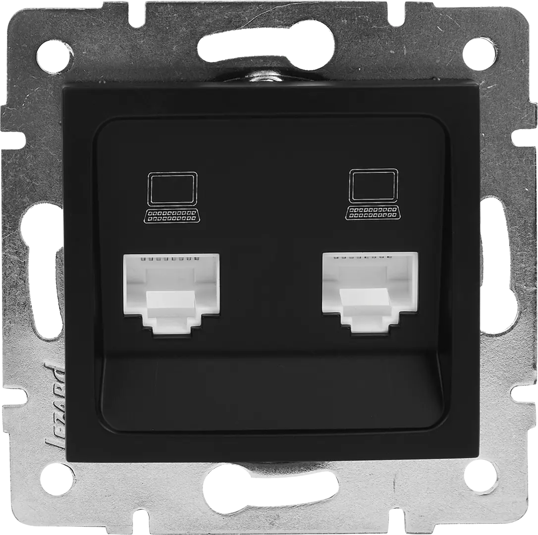 фото Розетка компьютерная двойная lezard karina цвет черный бархат