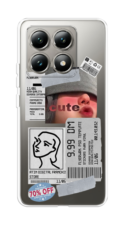 

Чехол на Xiaomi 14T "Cute girl collage", Розовый;серый;голубой, 322850-1