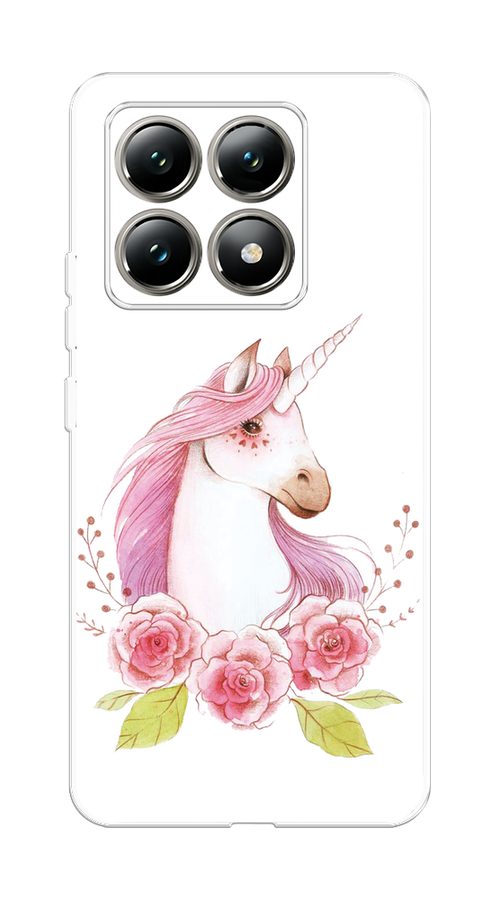 

Чехол на Xiaomi 14T "Единорог цветы", Белый;розовый;серый, 322850-1