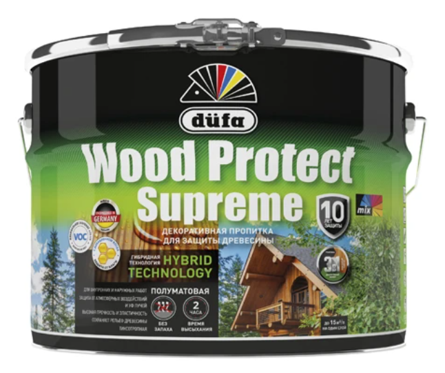 Пропитка декоративная для защиты древесины Dufa Wood Protect Supreme тиковое дерево 9 л бинокль konus supreme 2 10x26 wa