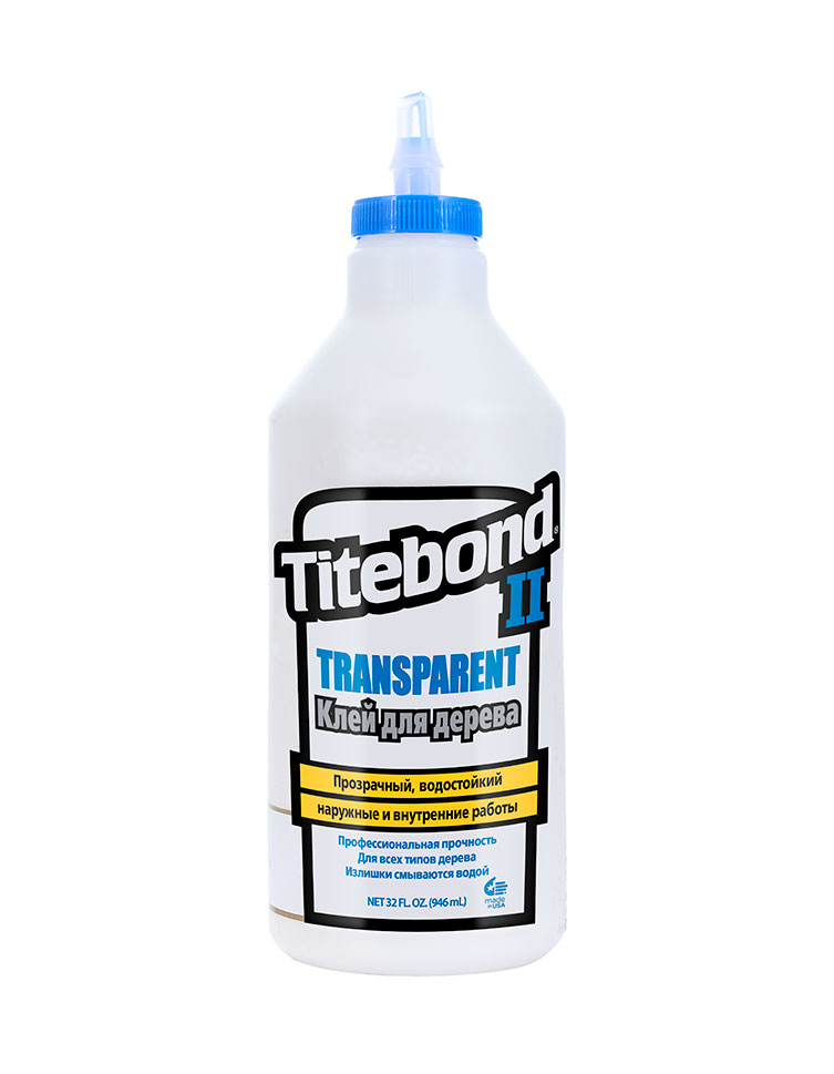 Клей столярный ПВА прозрачный Titebond II Transparent Wood Glue 946 мл Коробка 6 шт