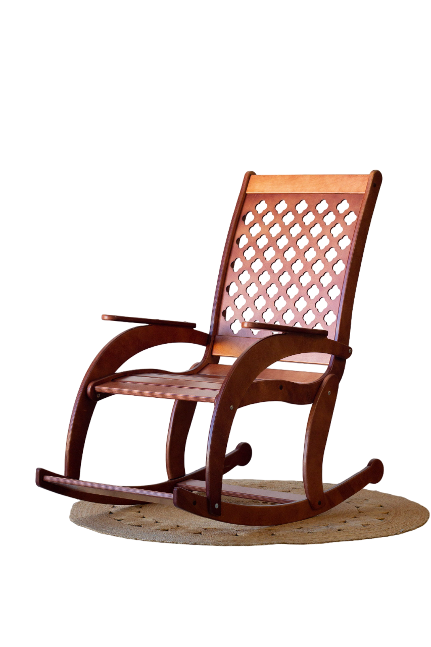 Кресло качалка деревянное Playwoods ажурная спинка, орех
