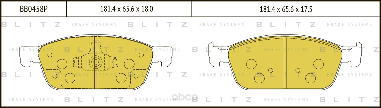 Тормозные колодки BLITZ передние дисковые bb0458p