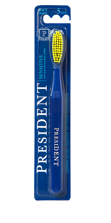 фото Зубная щетка president sensitive, мягкая синий