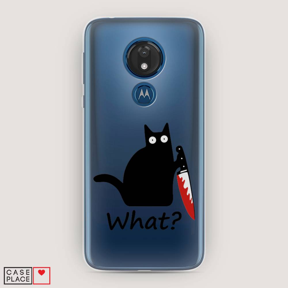 

Чехол для Motorola Moto G7 "Котик с ножом", Черный;красный, 241150-6