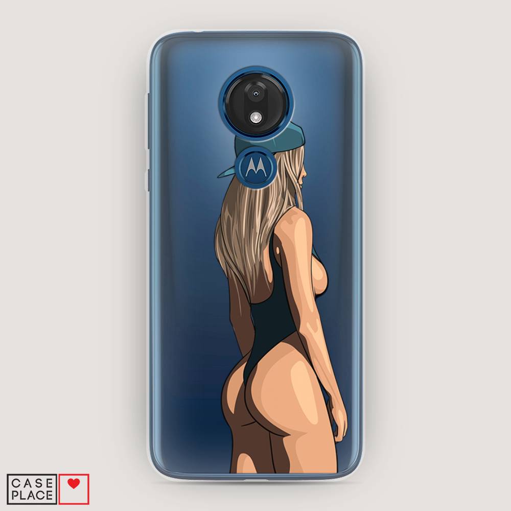

Чехол для Motorola Moto G7 "Девушка в черном купальнике", Зеленый;бежевый;черный, 241150-6