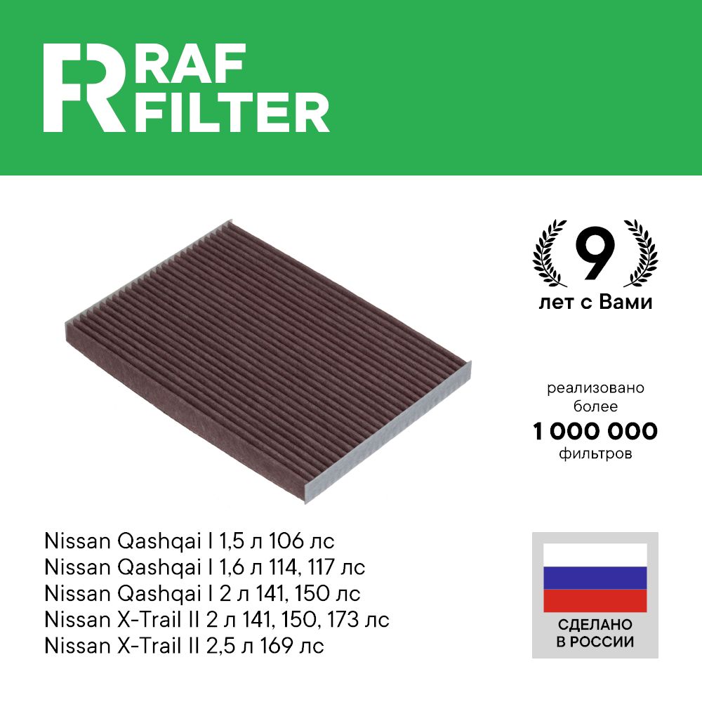 

Фильтр салона RAF Filter EC004NIY Nissan Qashqai j10, X-Trail t31 B7277EN00M, EC004NIY