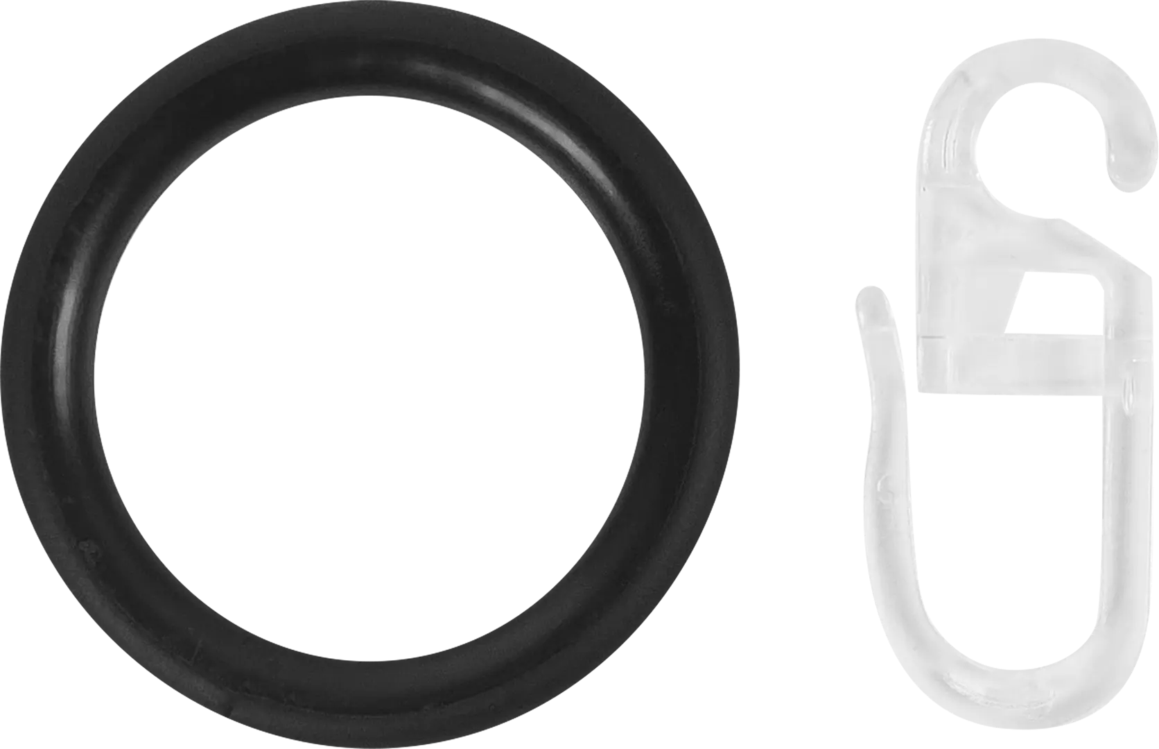 Кольцо с крючком металл цвет черный матовый D25 10 шт.