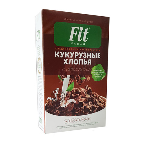 

Хлопья Кукурузные С Шоколадом Fit Parad 200 Г