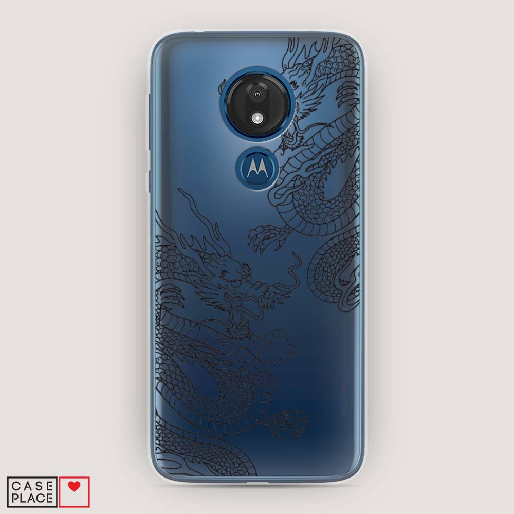 

Чехол для Motorola Moto G7 "Два китайских дракона", Серый;черный, 241150-1