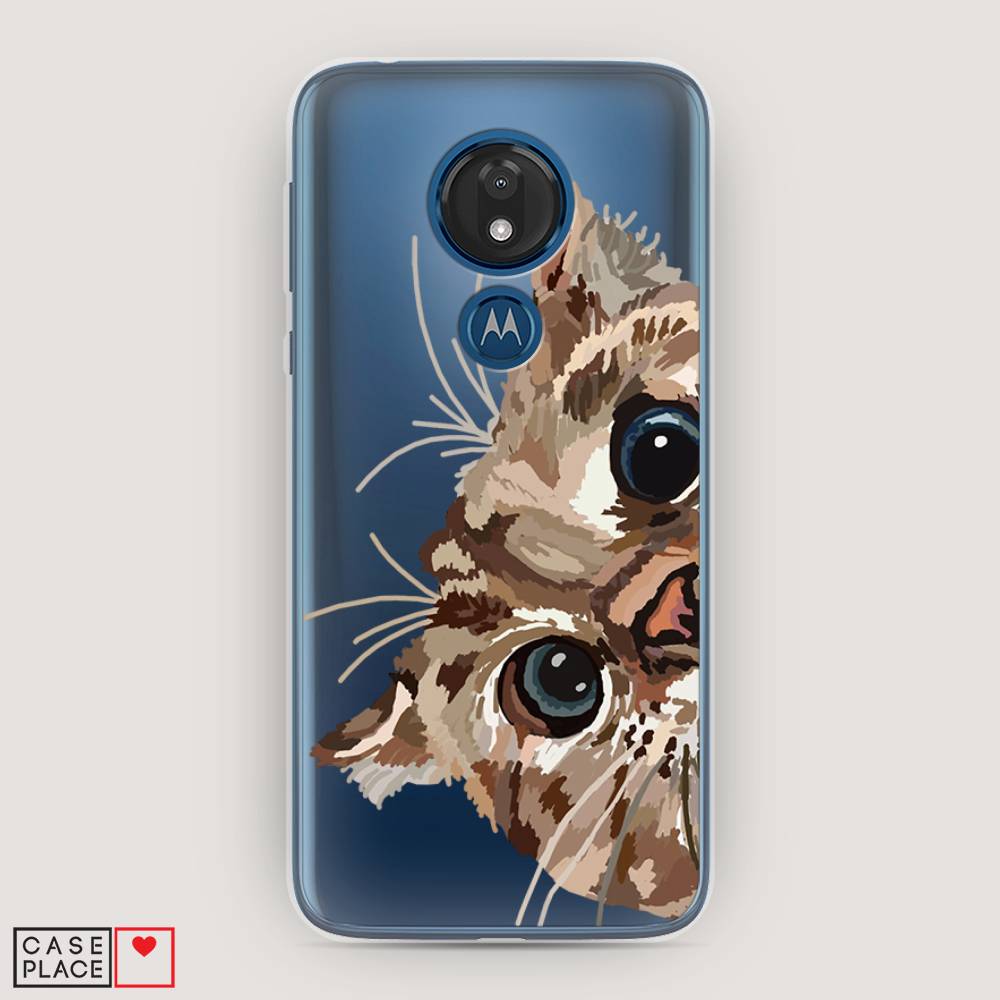 

Чехол на Motorola Moto G7 "Любопытный кот", Коричневый;синий;черный, 241150-1
