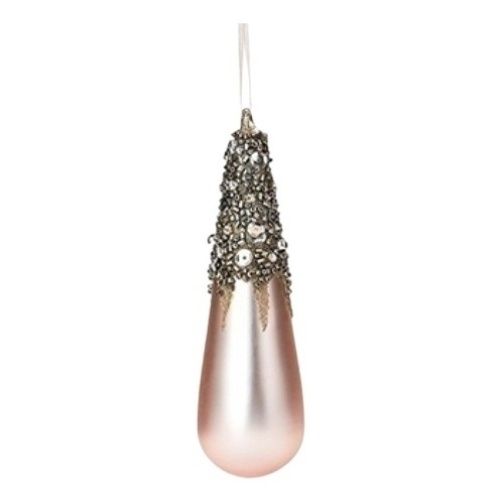 

Елочная игрушка Коллекция Традиции Шар-капля с серебряными камнями розовый 8 см, Розовый;серебристый
