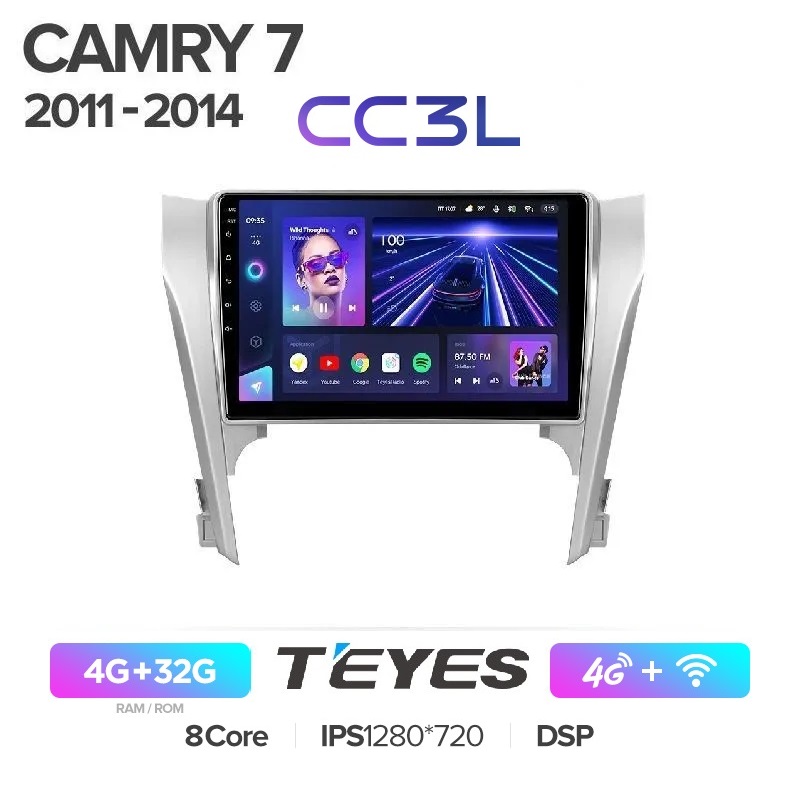 Автомобильная магнитола Teyes CC3L 4/32Гб Toyota Camry 50 v50 2011-2014 ANDROID