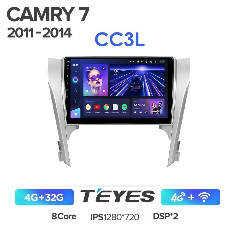 Автомобильная магнитола Teyes CC3L 4/32Гб Toyota Camry 50 v50 2011-2014 ANDROID