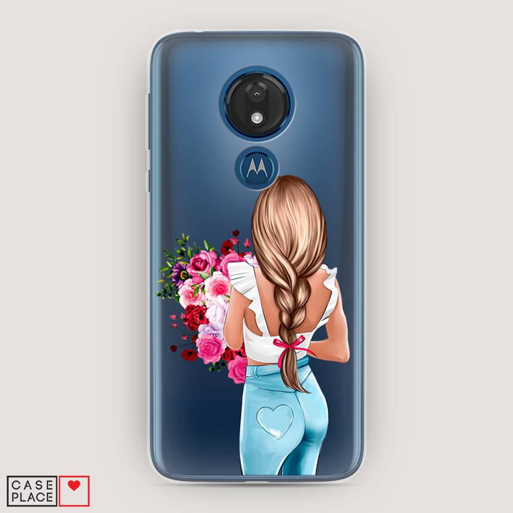 

Чехол для Motorola Moto G7 "Девушка с цветами", Коричневый;розовый;голубой, 241150-6