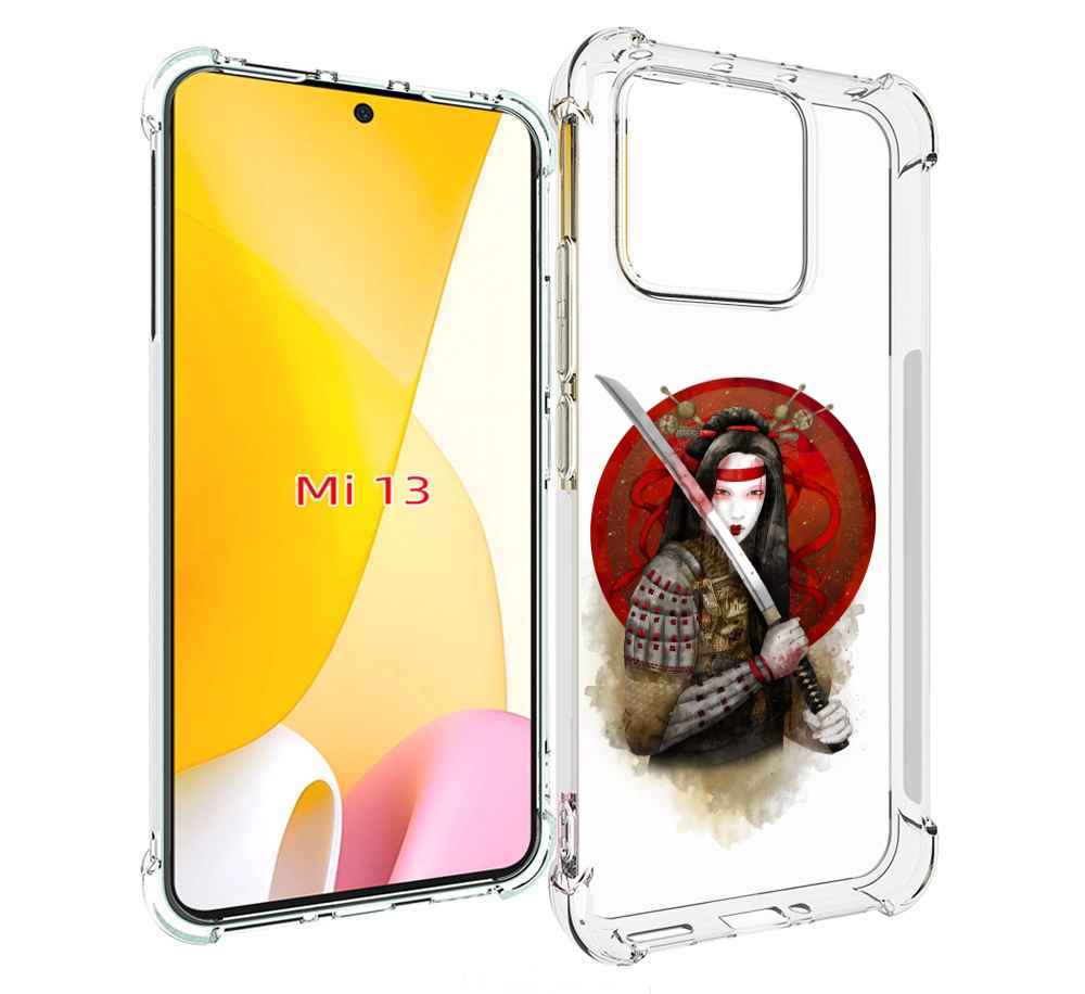 

Чехол MyPads рисованная девушка с катаной для Xiaomi 13, Прозрачный, Tocco