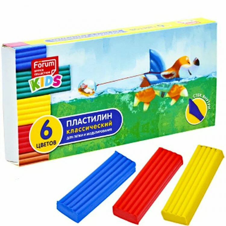 

Пластилин Forum Office Collection со стеком 120 г 6 цветов, Разноцветный