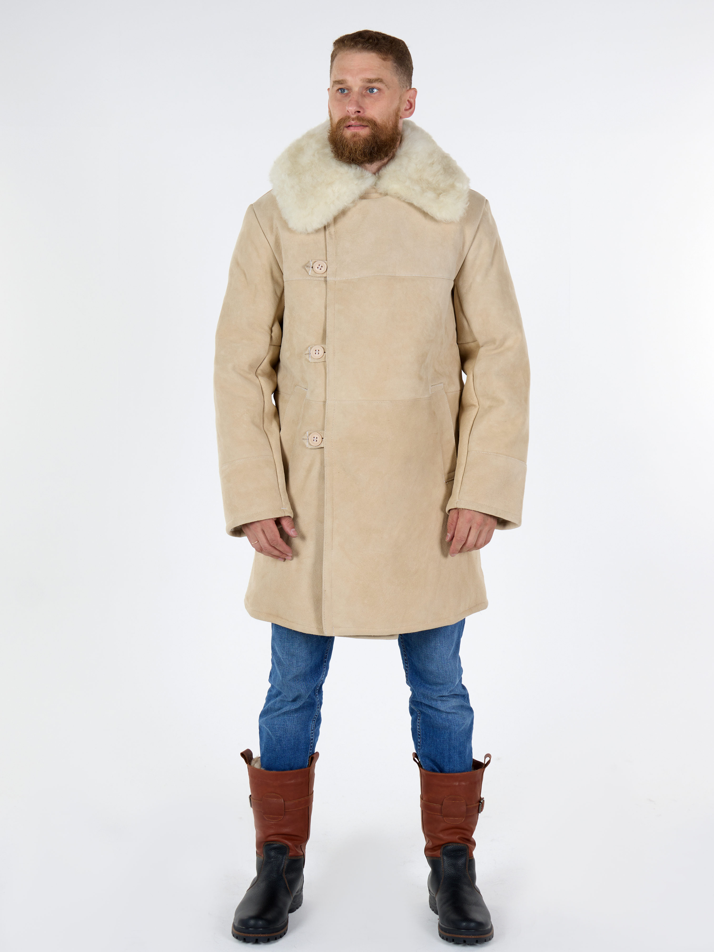 

Дубленка мужская Дубленкин PSHM10 бежевая 58 RU, Бежевый, PSHM10