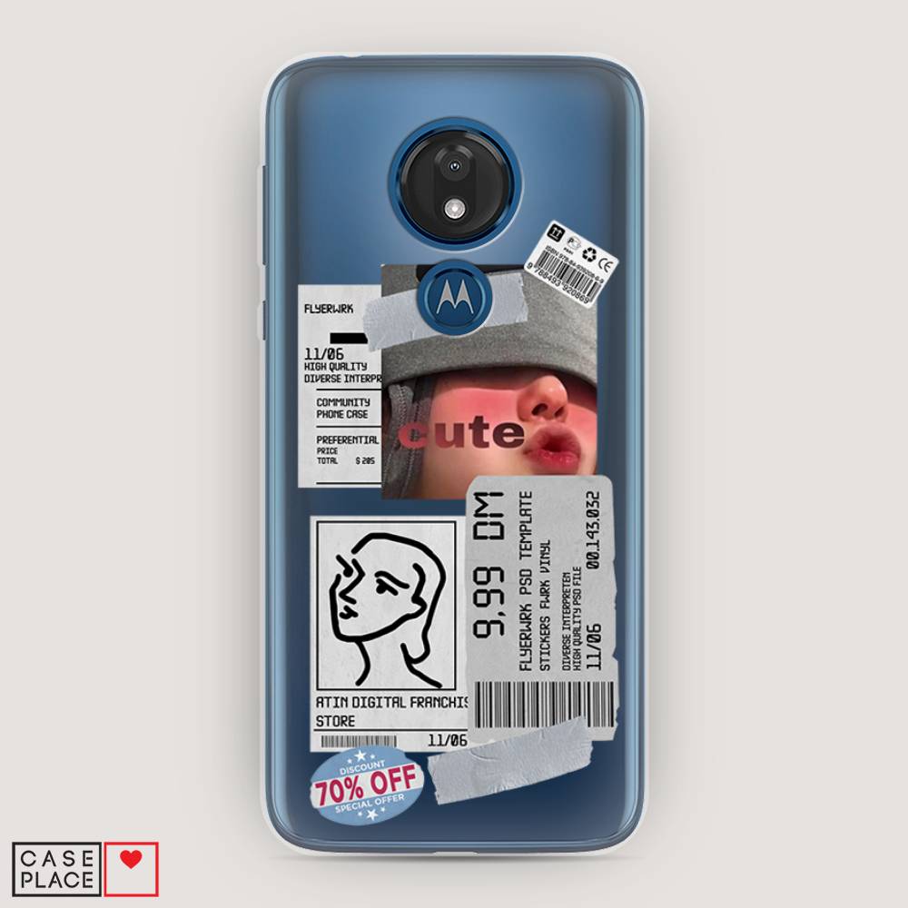 

Чехол для Motorola Moto G7 "Cute girl collage", Розовый;серый;голубой, 241150-6
