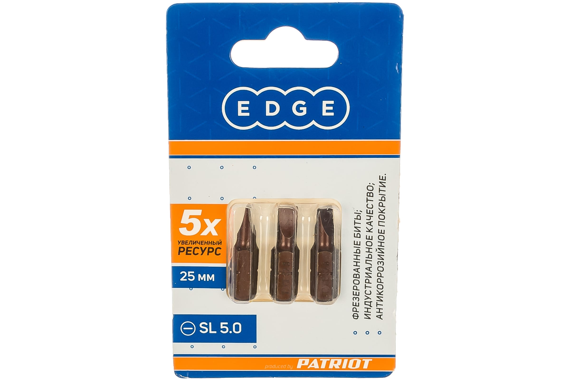 EDGE by PATRIOT Бита SL 5.0мм длина 25 мм, 3шт в блистере 818010005 бита edge by patriot