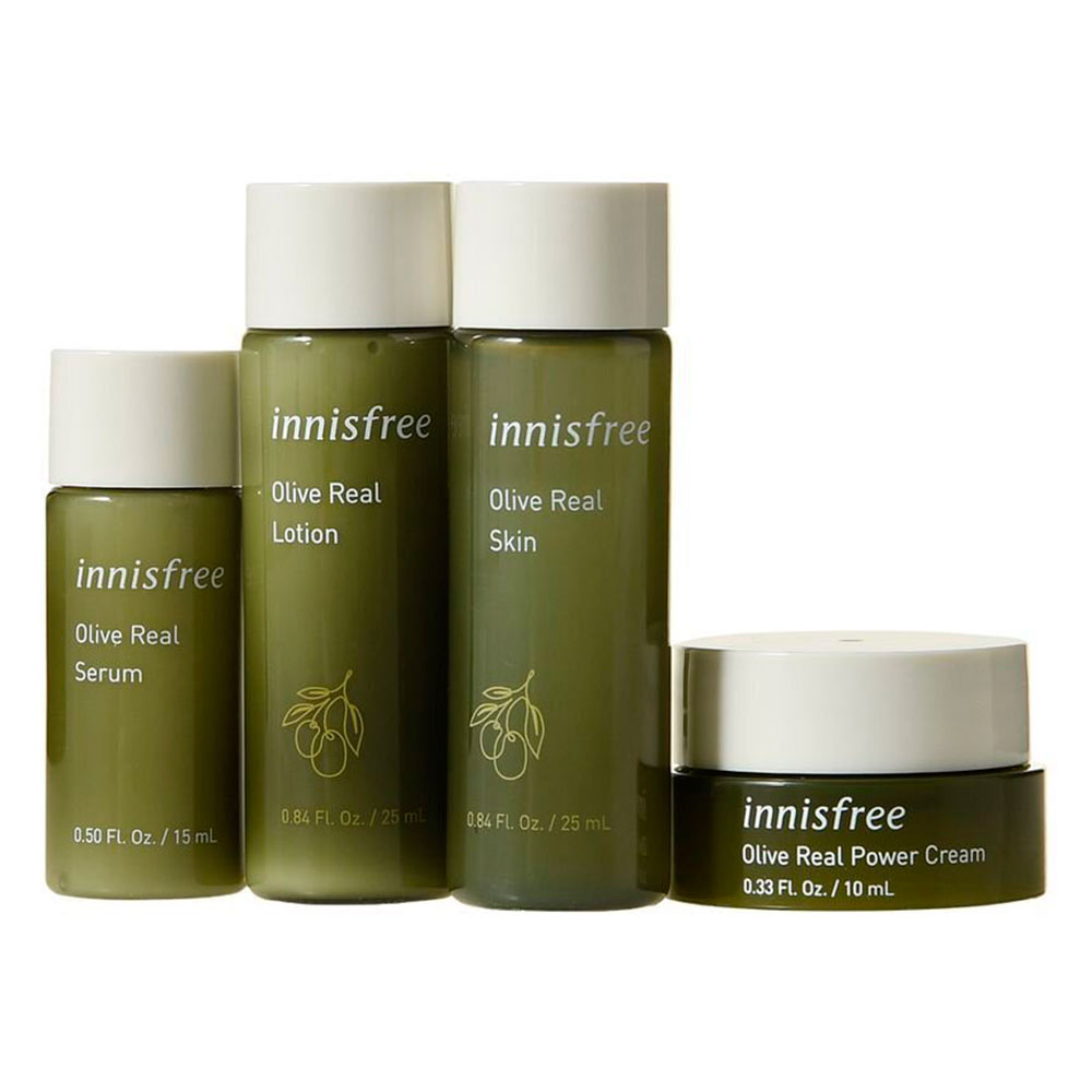 Набор мини средств для лица Innisfree Olive Real Special Kit, 27 мл + 25 мл + 15 мл + 10мл