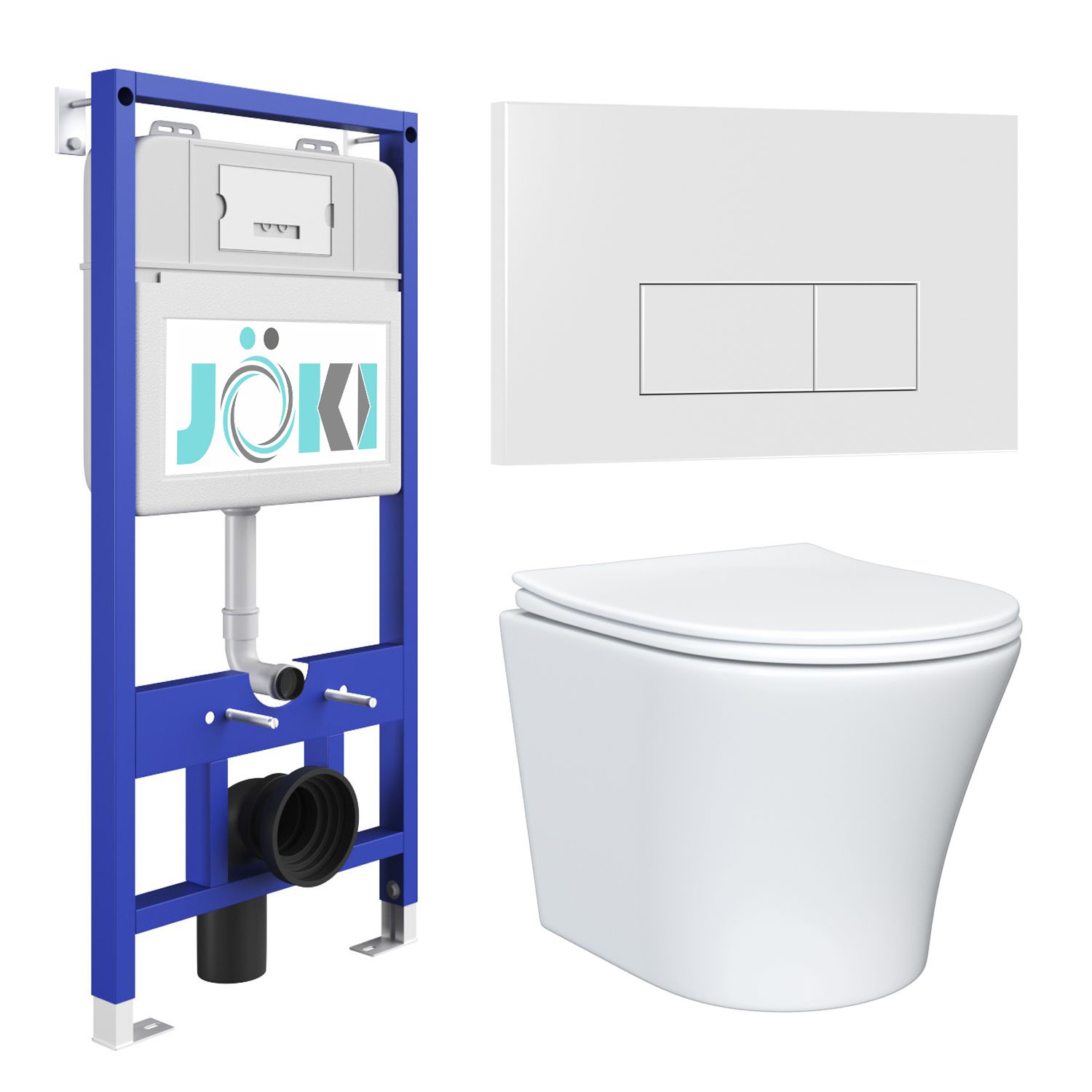 Комплект JOKI: инсталляция JK01150+кнопка JK018504WM белая+унитаз Astra JK8021052 белый крепежная рама в окно мусоросброса промышленник