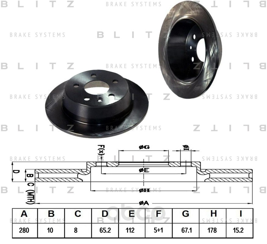 

Диск Тормозной Задний BLITZ bs0365